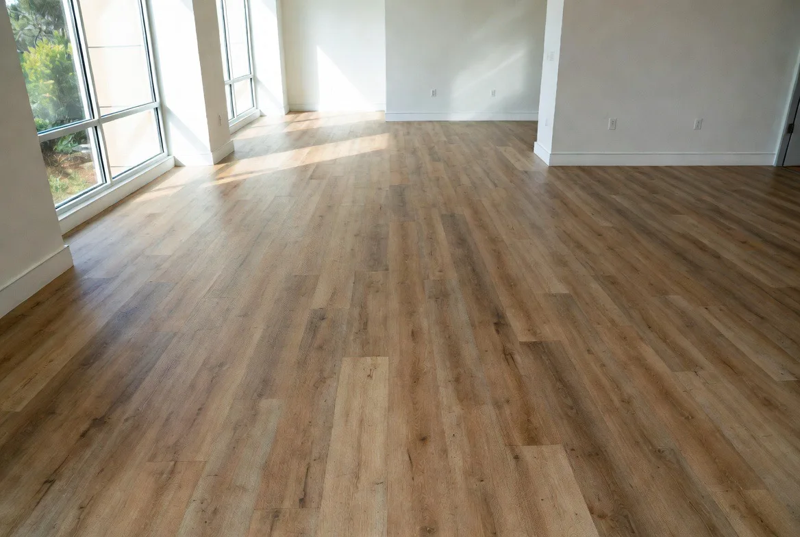 Luxury vinyl plank flooring in a finished room