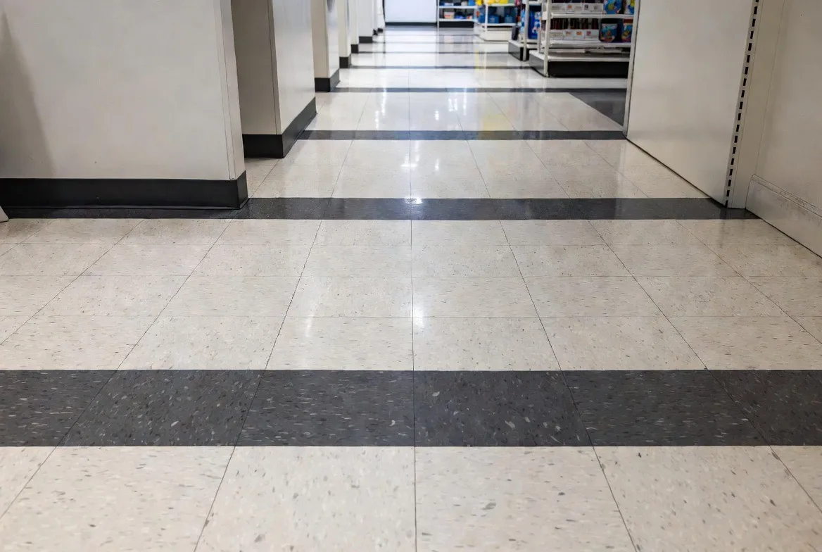 Commercial interior with resilient flooring