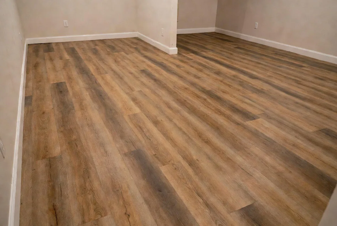 Residential room with newly installed flooring