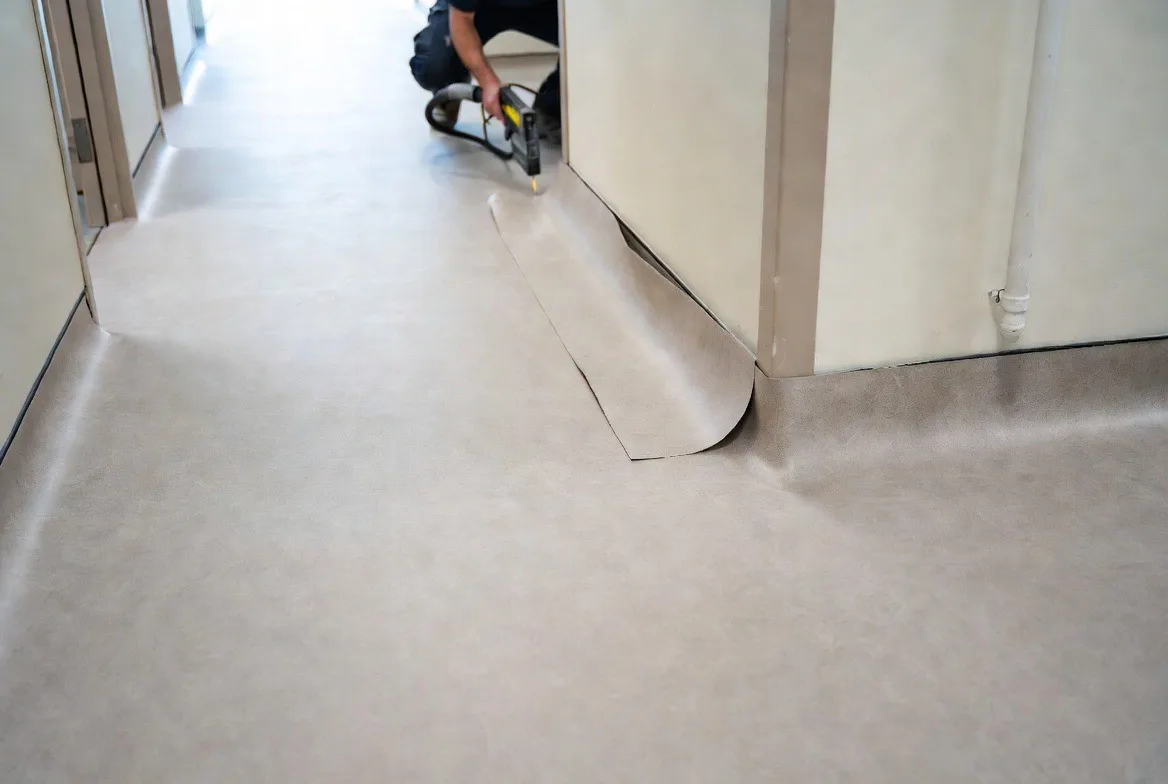 Vinyl sheet flooring install